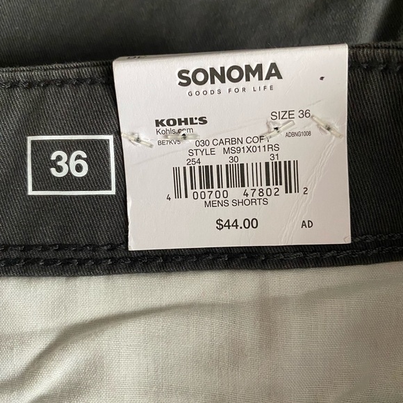 Sonoma Classic Cargo, Dark Gray, Men’s Shorts, New, 36, Gift / School / Casual - Picture 2 of 7